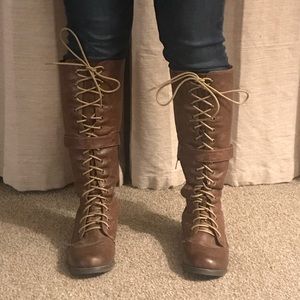 Urban Outfitters Lace-Up Knee-High Boots